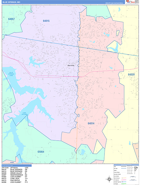 Blue Springs Wall Map